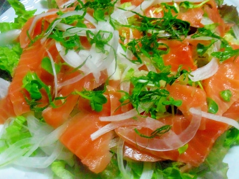 サーモンサラダ カルパッチョ風 レシピ 作り方 By Chaachan6066 楽天レシピ